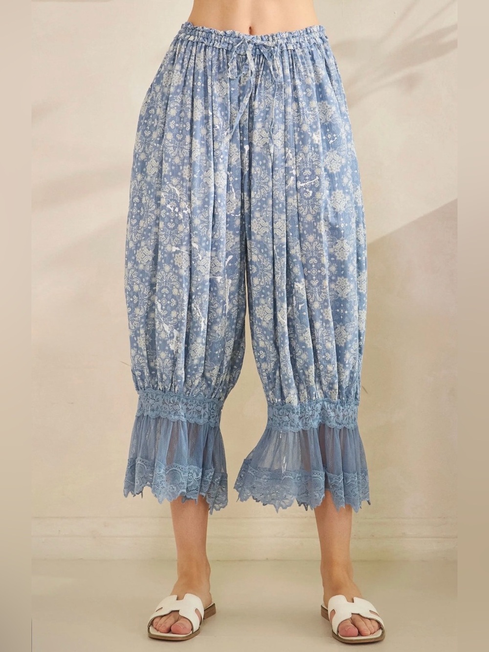 Oli and Hali Paisley Printed Lace Hem Boho Bloomers Size XL